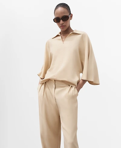 Mango Women's Oversized Three-Quarter Sleeve Shirt