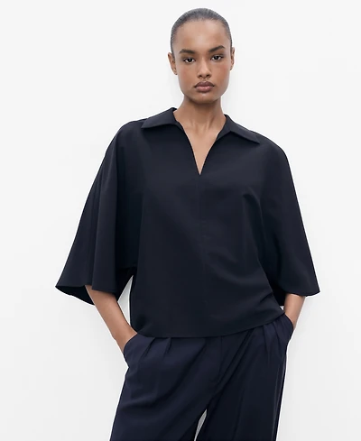 Mango Women's Oversized Three-Quarter Sleeve Shirt