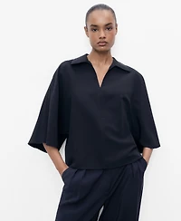 Mango Women's Oversized Three-Quarter Sleeve Shirt