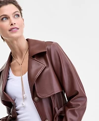 I.n.c. International Concepts Women's Faux-Leather Trench Coat, Macy's Exclusive