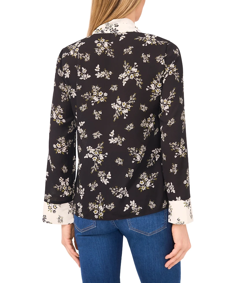 CeCe Women's V-Neck Long Sleeve Top