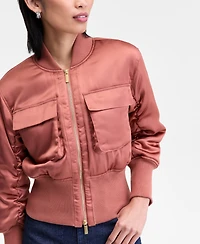 I.n.c. International Concepts Women's Satin Shrunken Bomber Jacket, Macy's Exclusive