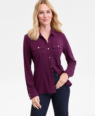 I.n.c. International Concepts Women's Knit Utility Shirt, Exclusively at Macy's