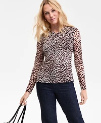 I.n.c. International Concepts Women's Twist-Neck Printed Mesh Top, Macy's Exclusive