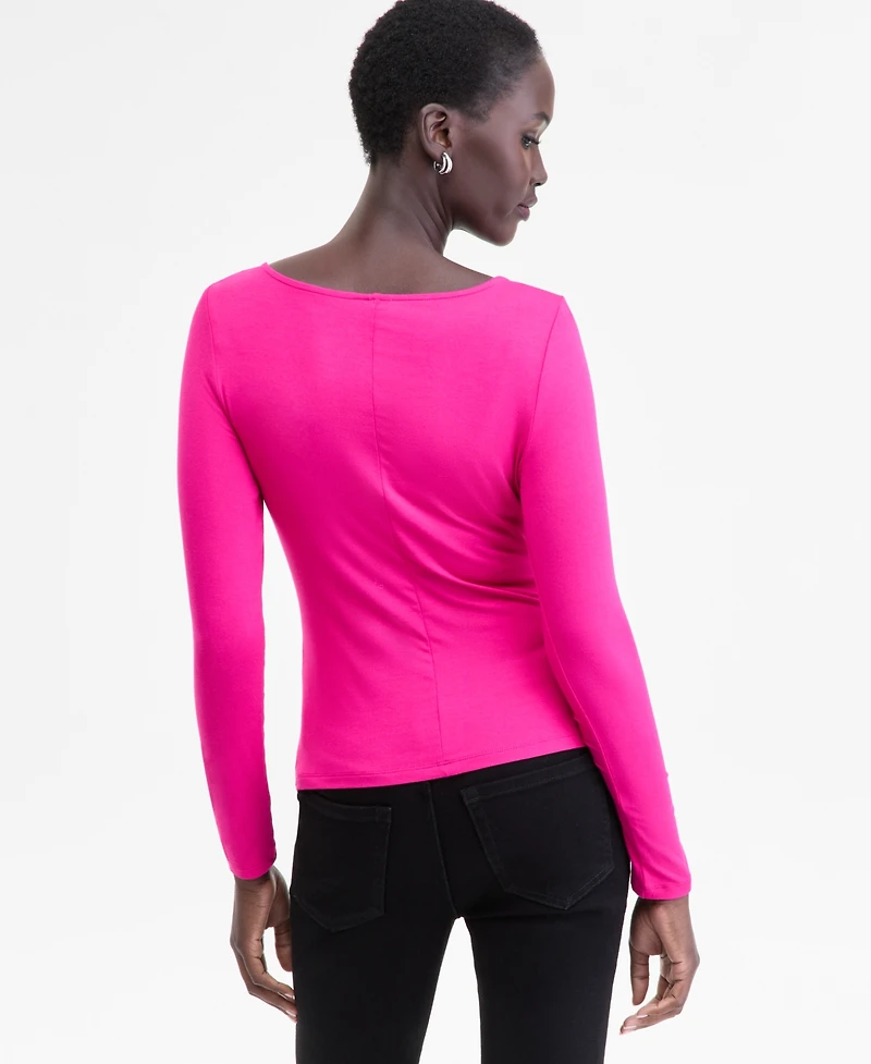I.n.c. International Concepts Women's Shirred-Front Long-Sleeve Top, Macy's Exclusive