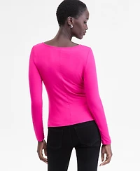 I.n.c. International Concepts Women's Shirred-Front Long-Sleeve Top, Macy's Exclusive