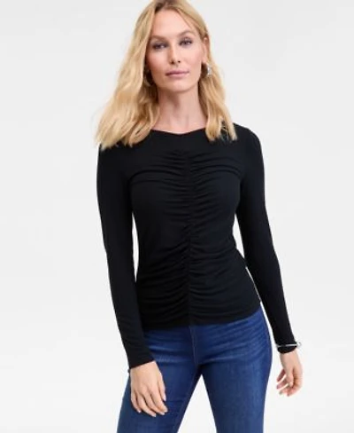 I.N.C. International Concepts Womens Shirred Front Long Sleeve Top P Xs Xxl Macys Exclusive