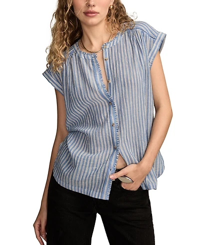 Lucky Brand Women's Dolman Ruffle Button Down Top