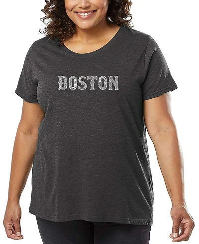 La Pop Art Plus Size Boston Neighborhoods Word Art T-Shirt