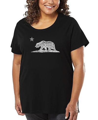 La Pop Art Plus California Bear Word T-Shirt