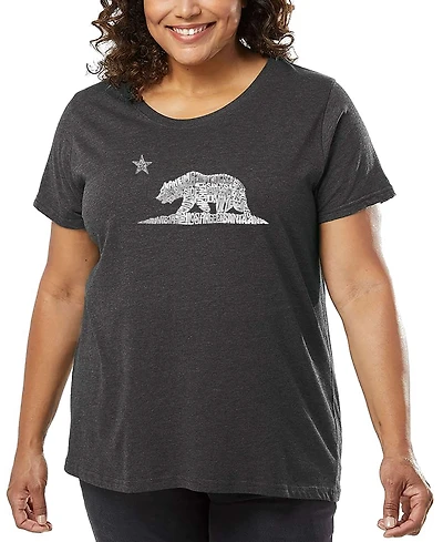 La Pop Art Plus California Bear Word T-Shirt