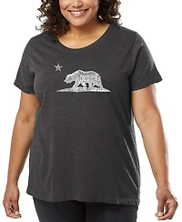 La Pop Art Plus California Bear Word T-Shirt