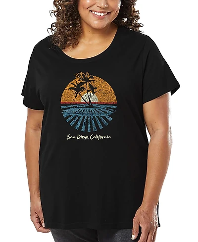 La Pop Art Plus Cities San Diego Word T-Shirt