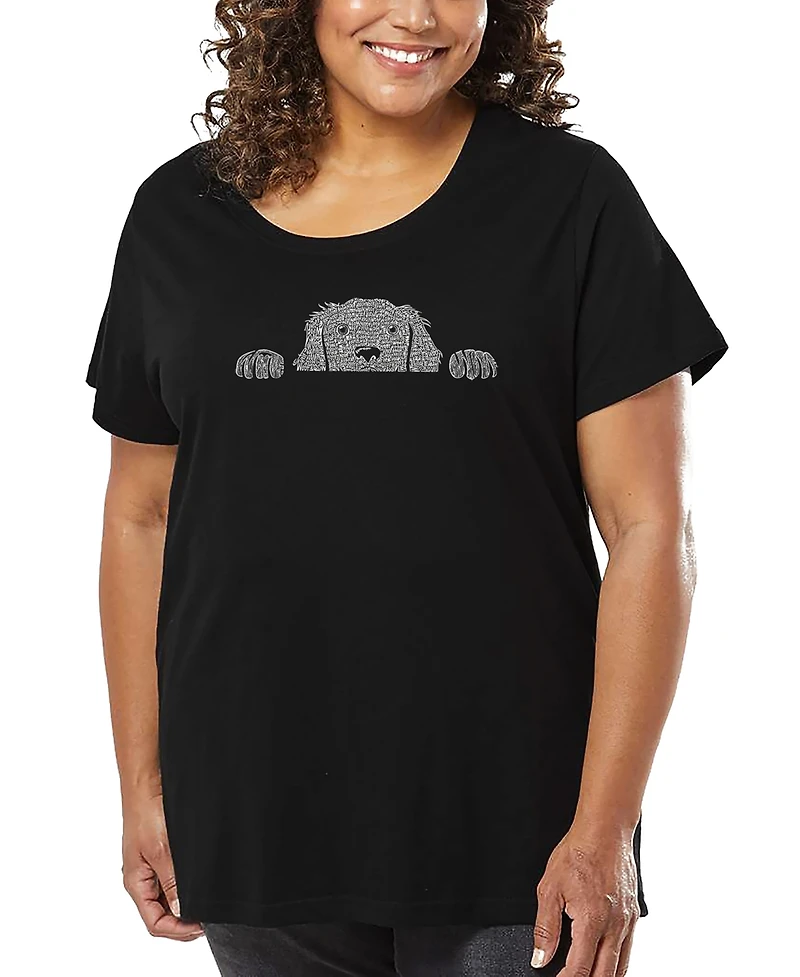La Pop Art Plus Peeking Dog Word T-Shirt