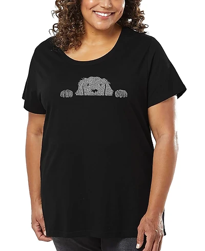 La Pop Art Plus Peeking Dog Word T-Shirt
