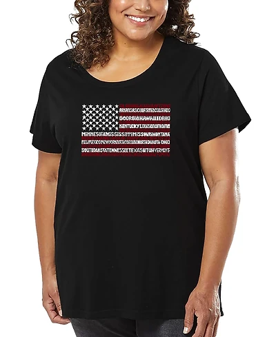 La Pop Art Plus 50 States Usa Flag Word T-Shirt