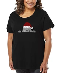 La Pop Art Plus Christmas Peeking Dog Word T-Shirt