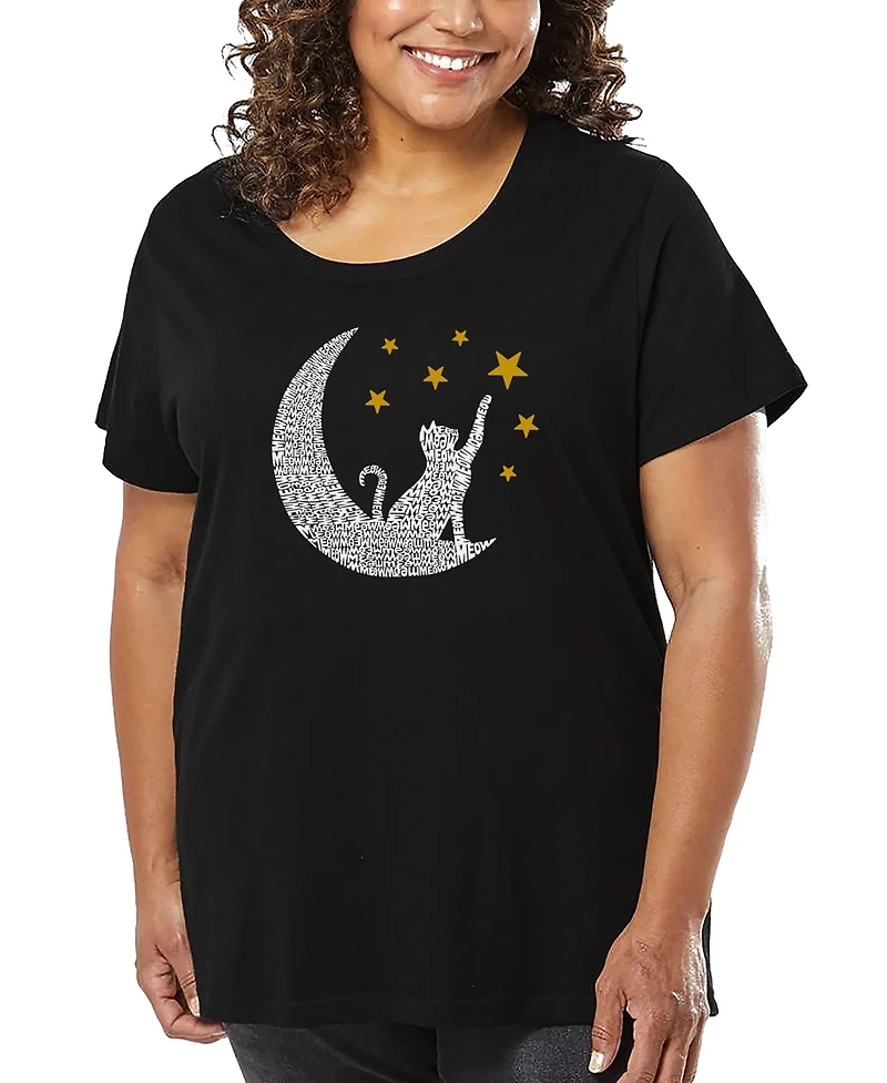 La Pop Art Plus Cat Moon T-Shirt