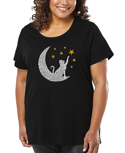La Pop Art Plus Cat Moon T-Shirt