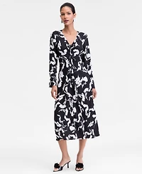 I.n.c. International Concepts Women's Drawstring-Front V-Neck Midi Dress, Macy's Exclusive