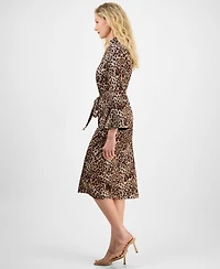 julia jordan Women's Printed Tie-Waist Midi Dress