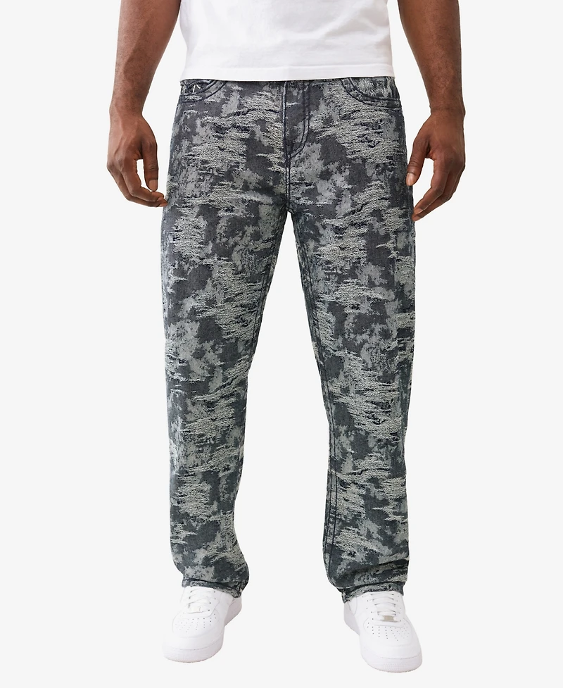 True Religion Men's Jacquard Bobby Super T Flap Baggy Jeans