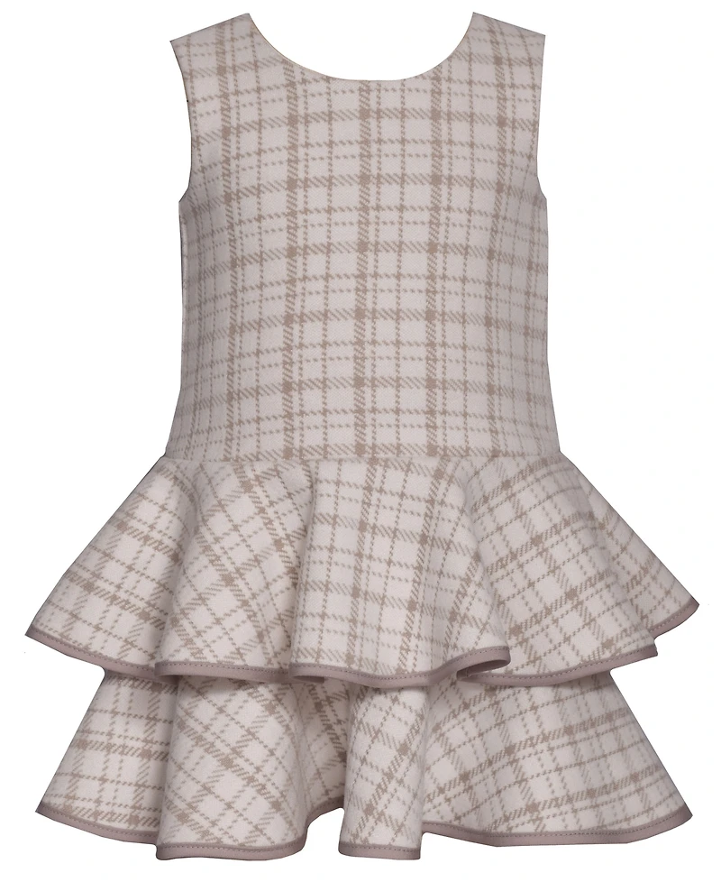 Bonnie Baby Girls 2-Piece Tiered Plaid Jacket and Dress Set