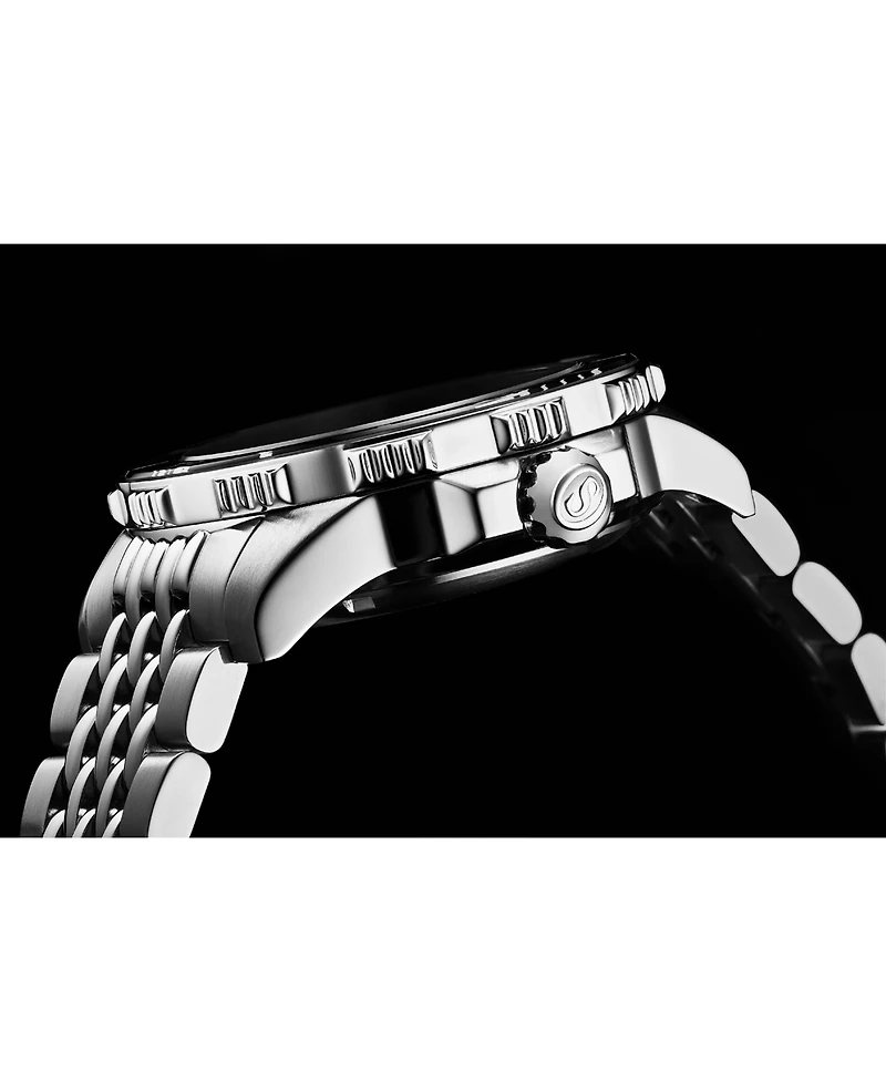 Stuhrling 1006 Men s Automatic Dive Watch Swiss Movement Black Dial Luminous Hands Unidirectional Bezel Stainless Steel Beaded Bracelet Date Window