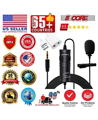 5 Core Lavalier Microphone Clip On • Professional Grade 3.5mm Lapel Mic • Omnidirectional Lav Mic