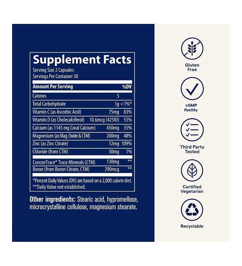 Trace Minerals Coral Calcium - Dietary Supplement for Immune Health Support - Supplement with Calcium to Aid Healthy Bones