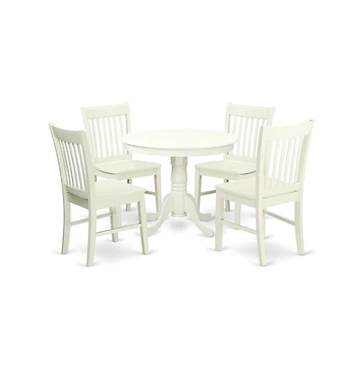 East West Furniture Dining Room Set Linen White