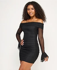 Katia Rae Juniors' Off-Shoulder Long Sleeve Bodycon Dress