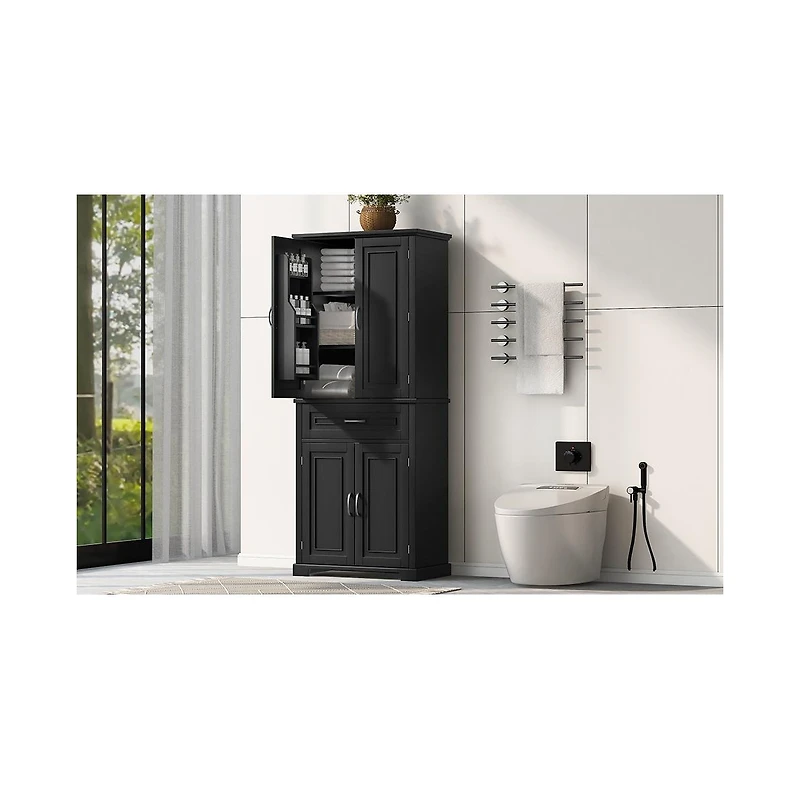 Casainc Bathroom Storage Cabinet with Doors and Drawer, Multiple Spaces, Adjustable Shelf