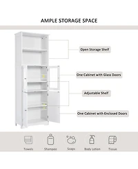 Casainc White Tall Storage Cabinet with Shelves and Doors for Bathroom, Kitchen, and Living Room