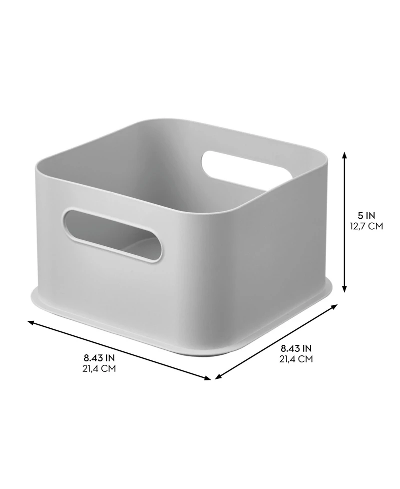 mDesign Plastic Pantry Storage Bin with Handles - Set of 4 - Gray - Made in Usa