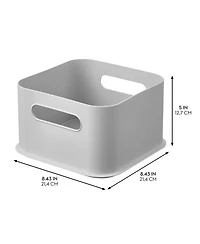 mDesign Plastic Pantry Storage Bin with Handles - Set of 4 - Gray - Made in Usa