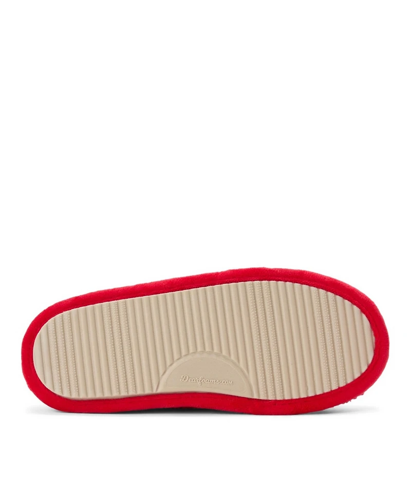 Dearfoams Women's Holiday Novelty Red Bows Clog Slipper