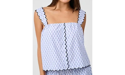 WeWoreWhat Women's Scallop Button Front Tank Top