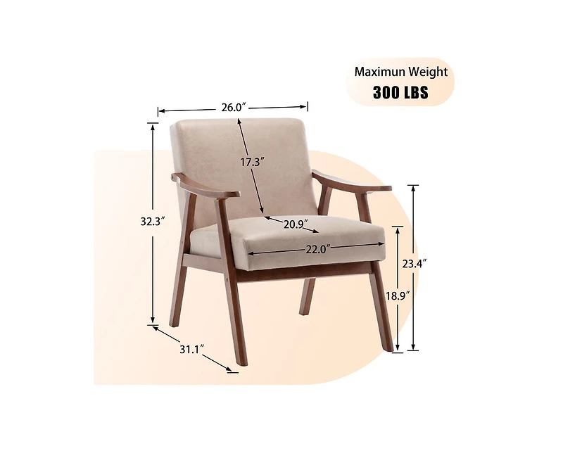 Casainc Mid-Century Modern Chair with Solid Wood Frame