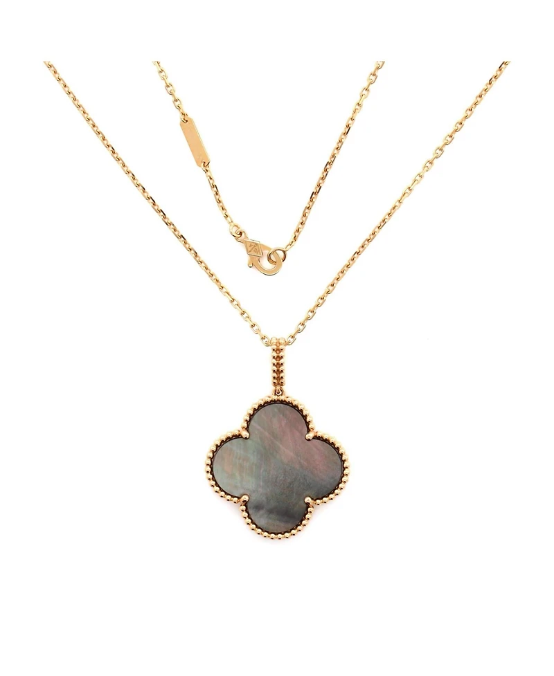 Pre-Owned Van Cleef & Arpels Magic Alhambra Long Necklace 18K Rose Gold and Grey Mother of Pearl