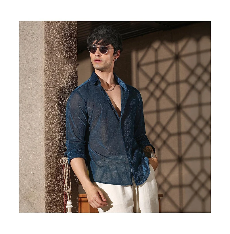 Campus Sutra Men's Men 's Solid Velvet Shirt