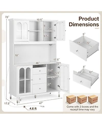 Gymax 73'' Tall Kitchen Pantry Storage Cabinet w/ Led Lights and Power Outlets