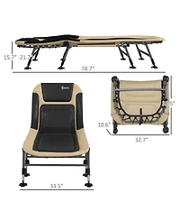 Camping Cot for Adults, Folding Bed with Soft Padded Cushions & Headrest, 180° Adjustable Reclining Lounger, Heavy Duty and Portable with a 400 l