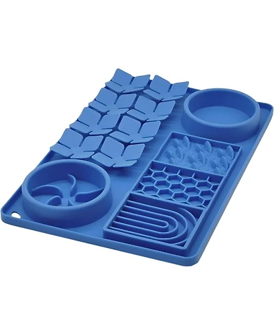 Aostirmotor Blue Slow Feeder Bowl Silicone Lick Mat with Suction Cups for Dog Cat