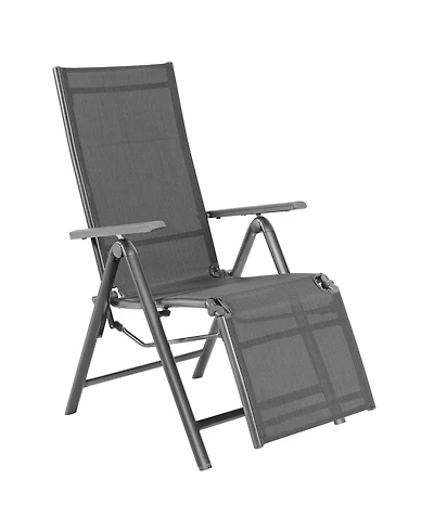 Costway Outdoor Foldable Reclining Chair Aluminum Frame 7-Position Adjustable