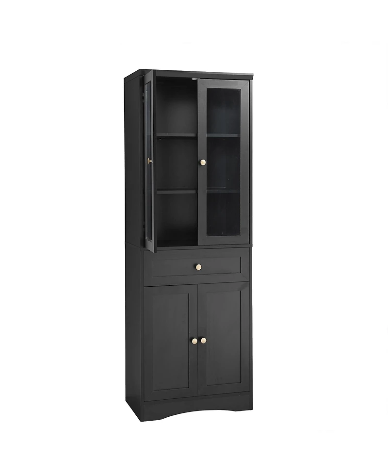 Casainc Tall Bathroom Storage Cabinet, Four Doors, Drawers, Adjustable Shelf