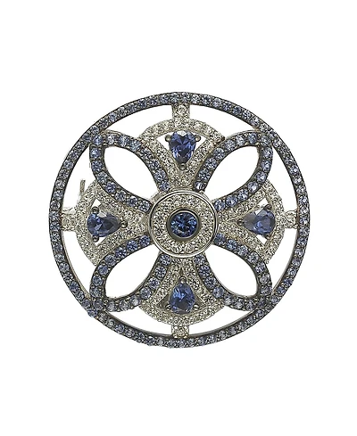 Suzy Levian Sterling Silver Sapphire & Created White Sapphire Circle Medieval Brooch
