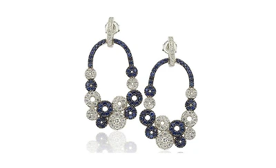 Suzy Levian Sterling Silver Sapphire Multi-circle Earrings
