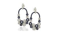Suzy Levian Sterling Silver Sapphire Multi-circle Earrings