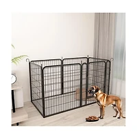 Aostirmotor Black Panels 31.7 in H. Heavy Duty Metal Pet Exercise Pen with Door for Outdoor